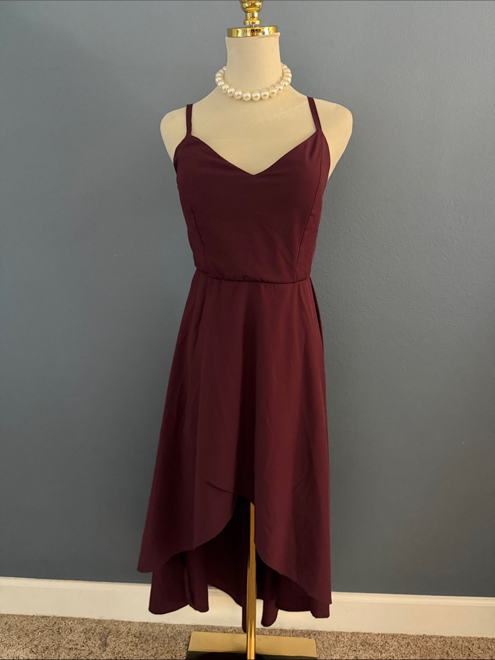 HALARA Red Asymmetrical Ruffled Sundress
